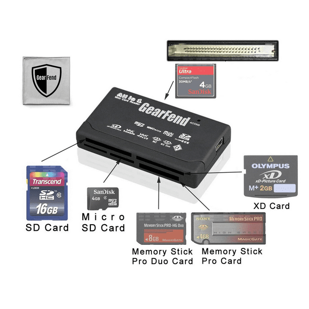 Lettore Memorie Esterno ALL IN ONE CF XD SD//MMC SDHC MS SM PRO DUO Card Reader
